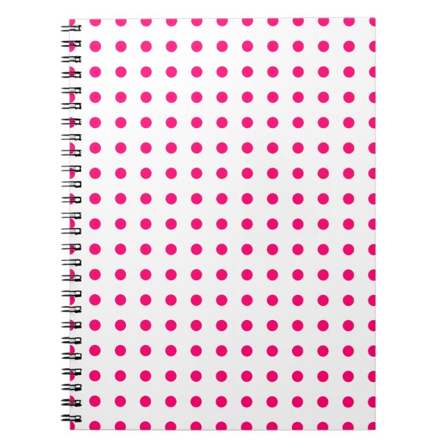Caderno Espiral Bolinhas Rosa Quente (Frente)