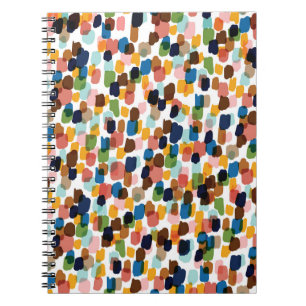 Caderno Espiral Bolinhas: Tinta Mão Multicolorida.