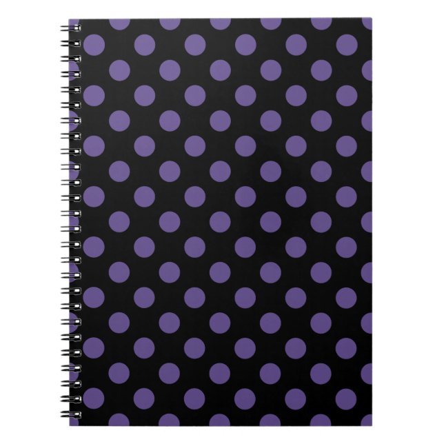 Caderno Espiral Bolinhas ultravioletas em preto (Frente)