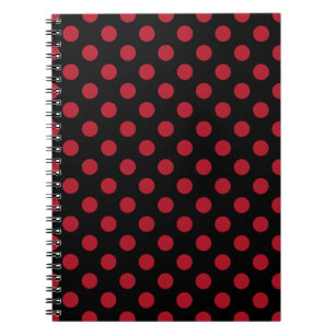Caderno Espiral bolinhas vermelhas e pretas