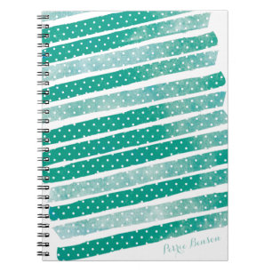 Caderno Espiral bolinhas Watercolor Stripes Diário Personalizado
