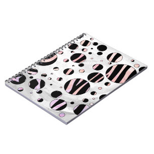 Caderno Espiral Bolinhas Zebra Pretas e Rosa