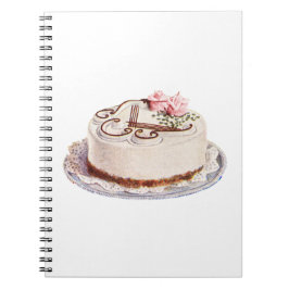 Caderno Espiral Bolo branco de gelo venenoso com rosa rosa rosa de