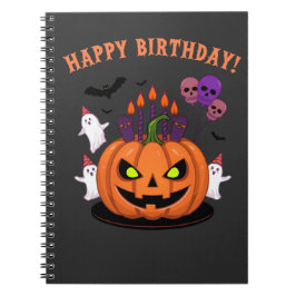 Caderno Espiral Bolo de Abóbora e Fantasmas do Halloween B-day