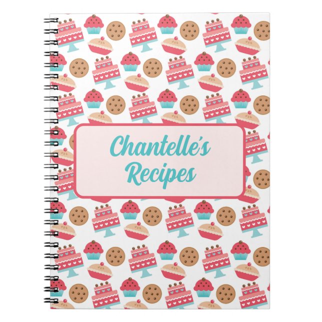 Caderno Espiral Bolo de cozinha pastel e giro, doce, livro de rece (Frente)