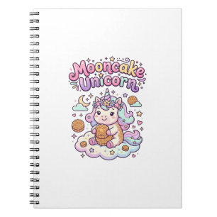 Caderno Espiral Bolo Lunar Unicórnio Vestuário Encantador Gráfico_