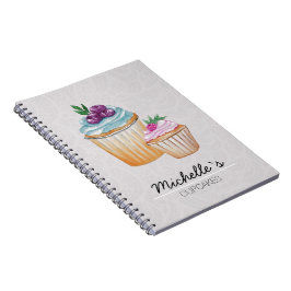 Caderno Espiral Bolos E Frutas De Aquarela