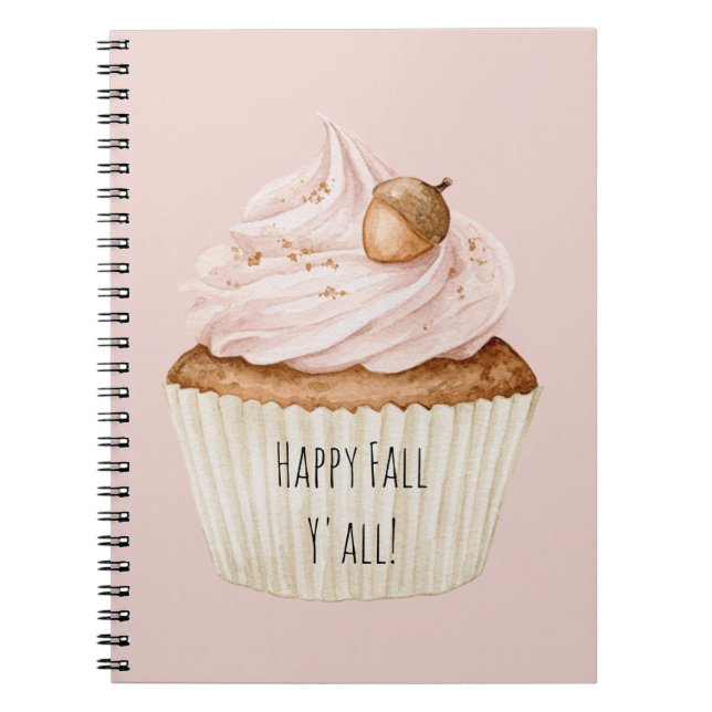 Caderno Espiral Bolota de Cupcake Rosa  (Frente)