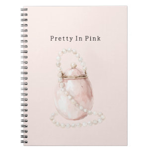 Caderno Espiral Bolsa de Pérolas Rosa Bege