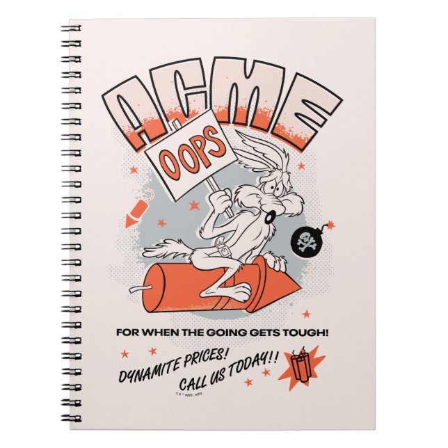 Caderno Espiral BOLSAS DE CARRO™ | WILE E. COYOTE™ ACME Dynamite (Frente)