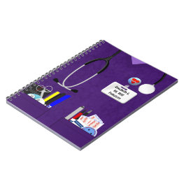 Caderno Espiral Bolsos personalizados da enfermeira no roxo