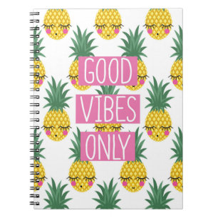 Caderno Espiral Bom Padrão de Verão de Abacaxi em Vibes