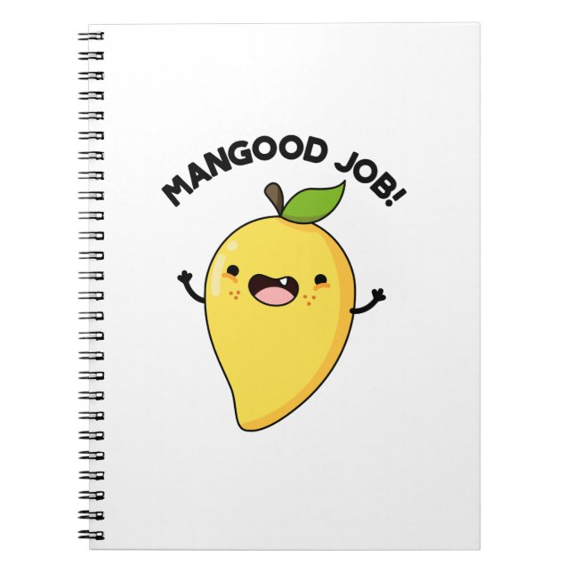 Caderno Espiral Bom Trabalho Piada de Manga Engraçada Fruta  (Frente)