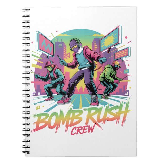 Caderno Espiral Bomb Rush Cyberfunk – Neon Street Rebellion (Frente)