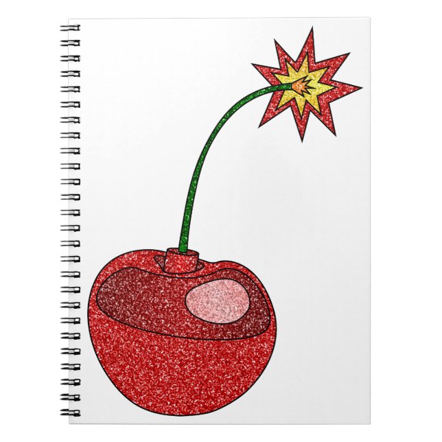 Caderno Espiral Bomba de Cherry com brilho (Frente)