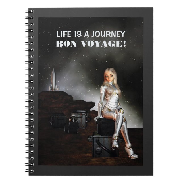 Caderno Espiral Bon Voyage! Cute female. Happy space (Frente)