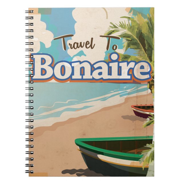 Caderno Espiral Bonaire viagens vintage. (Frente)