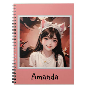 Caderno Espiral Boneca, foto de boneca, presente