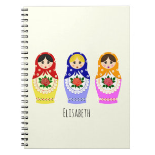 Caderno Espiral Bonecas do matryoshka do russo