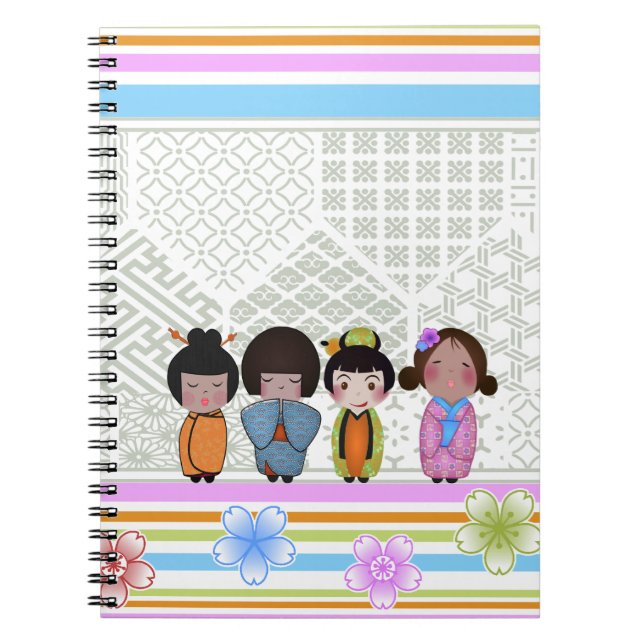 Caderno Espiral bonecas kokeshi (Frente)