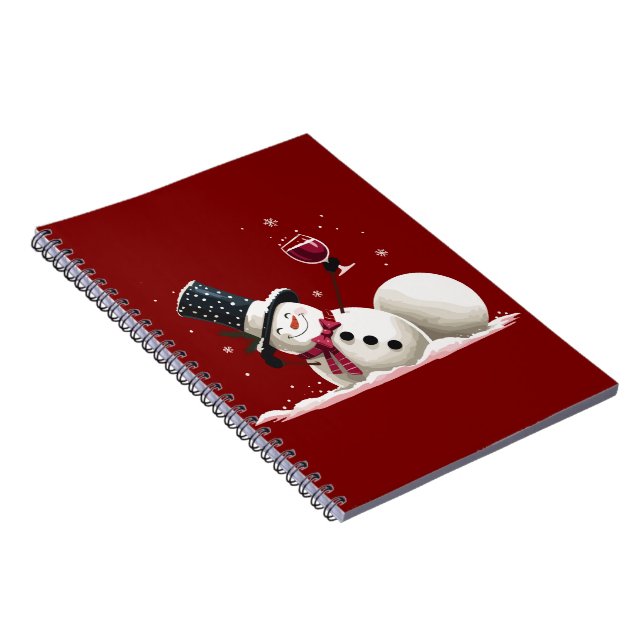 Caderno Espiral Boneco de Neve Com Presente de Natal com Vinho Fér (Lado Direito)