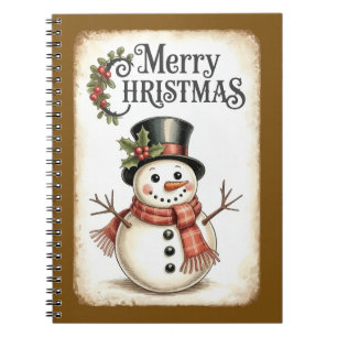 Caderno Espiral Boneco de Neve Feliz Natal   Diário de Férias Fofo