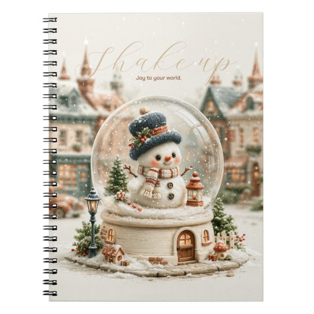 Caderno Espiral Boneco de Neve Fofo Globo de Neve (Frente)