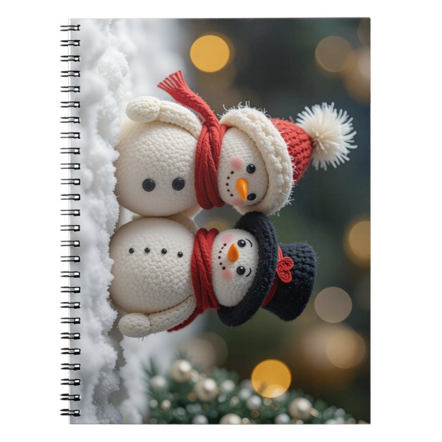 Caderno Espiral boneco de neve fofo junto (Frente)