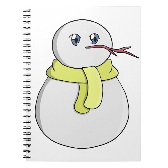 Caderno Espiral Boneco de neve usando um cachecol amarelo (Frente)