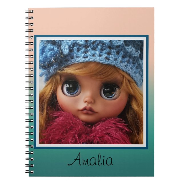 Caderno Espiral Bonita boneca Blythe big eye na moda divertido (Frente)