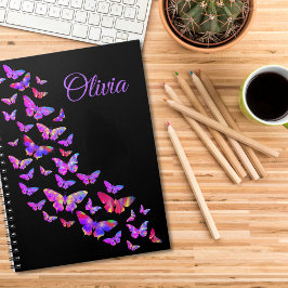 Caderno Espiral Bonita borboleta roxa Pop Art Olivia Nome