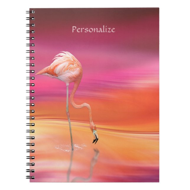 Caderno Espiral Bonita cor-de-rosa Flamingo Surreal Cores Personal (Frente)