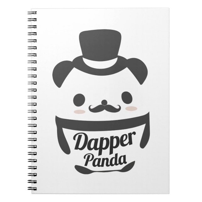 Caderno Espiral Bonita Dapper Panda Vestindo Chapéu Superior (Frente)