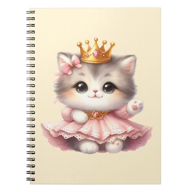 Caderno Espiral Bonita e pequena Princesa Kitten (Frente)