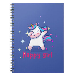 Caderno Espiral Bonita Kawaii Colorida Rainbow Unicorn Happy Girl