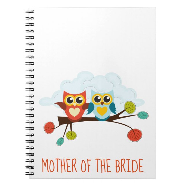 Caderno Espiral Bonita OWLS Pensou Casamento Laranja Azul (Frente)