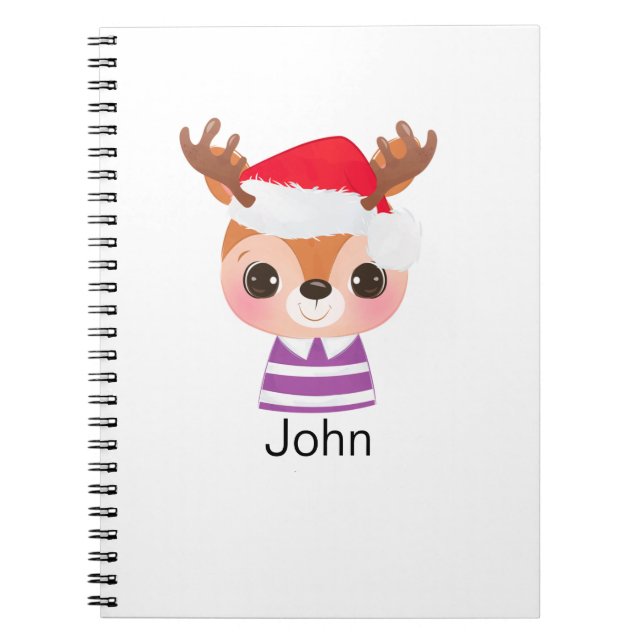 Caderno Espiral Bonita Reindet de Natal Animal de inverno (Frente)