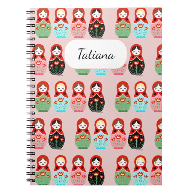 Caderno Espiral Bonita Rússia Dolls Matryoshka Doll Nome personali (Frente)