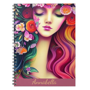Caderno Espiral Bonita Trendy Boho Gypsy Arte Anjo Floral