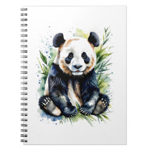 Caderno Espiral Bonita Watercolor Panda Bear
