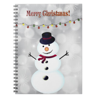 Caderno Espiral Bonito, adorável boneco de neve de Natal
