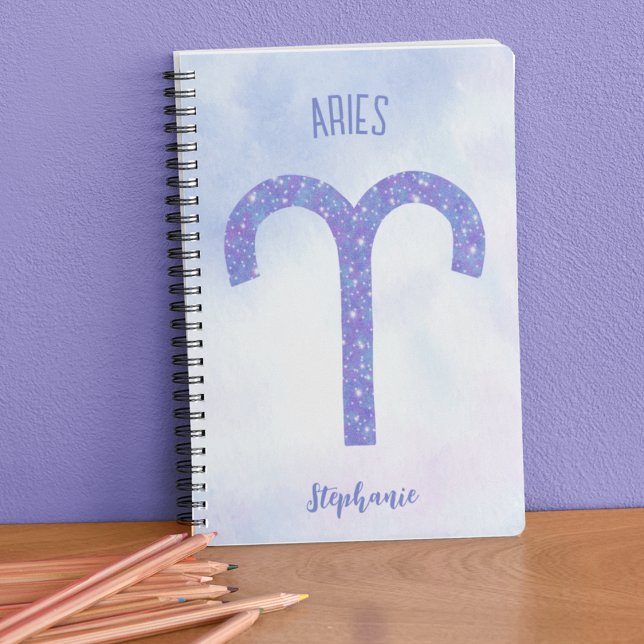 Caderno Espiral Bonito Aries - Sinal de astrologia - Roxo Personal (Criador carregado)