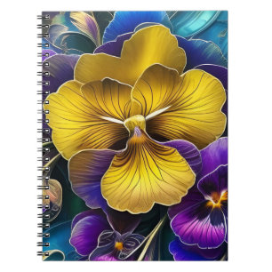 Caderno Espiral Bonito arte de pansias