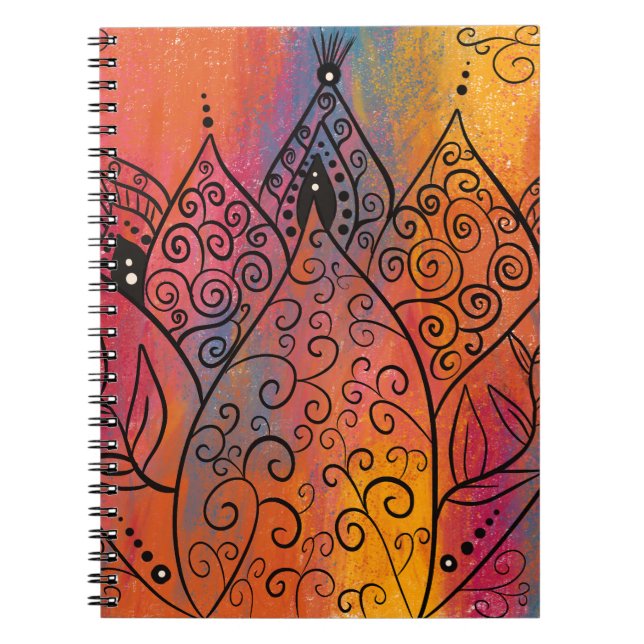 Caderno Espiral Bonito Arte Floral (Frente)