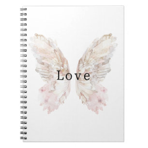Caderno Espiral Bonito Asas de Borboleta Rosa Branca