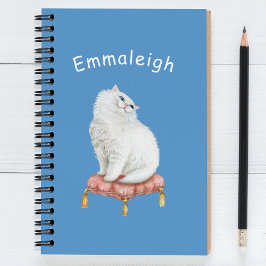 Caderno Espiral Bonito branco personalizado sentado no Travesseiro