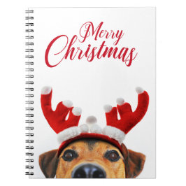 Caderno Espiral Bonito Cachorro de Natal Reindeer Antler Headband