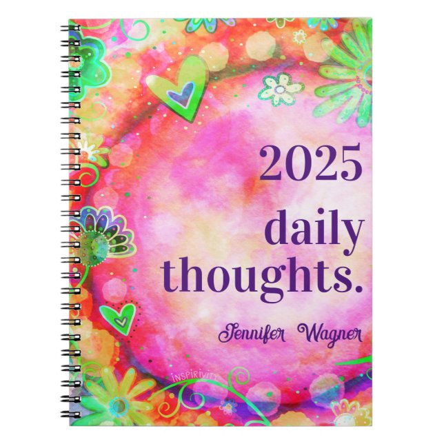 Caderno Espiral Bonito cor-de-rosa, inspiração flórica "Inspirivid (Frente)