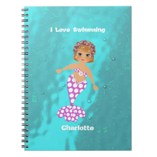 Caderno Espiral Bonito Eu Adoro Nadar Sereia