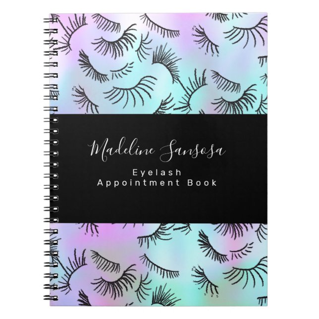 Caderno Espiral Bonito Eyelash Technician Pastel Eyelashes Doodles (Frente)
